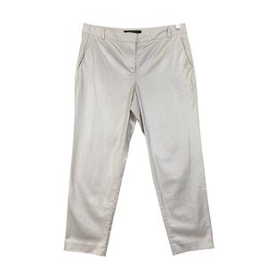 French Connection Womens Shimmer Trouser Pants‎ Size 10 Cream Metallic Ankle